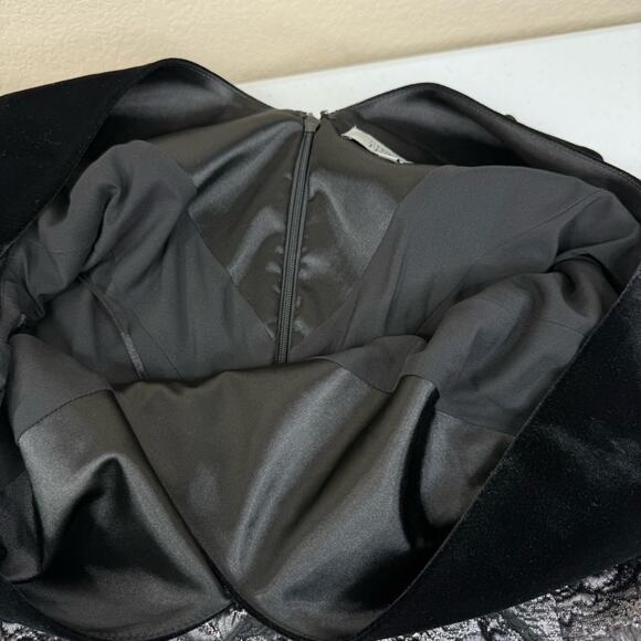 Rickie Freeman for TERI JON Velvet Black and Silver Midi Dress Women's Sz 8 - Picture 16 of 16
